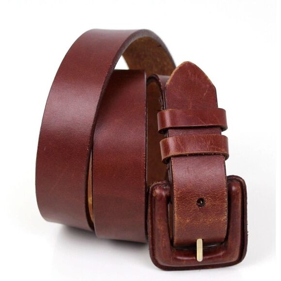 VINTAGE BROWN GENUINE LEATHER 1 1/8"Wd CASUAL DRESS WOMEN'S BELT Sz M/L/XL (R36 - Picture 1 of 11